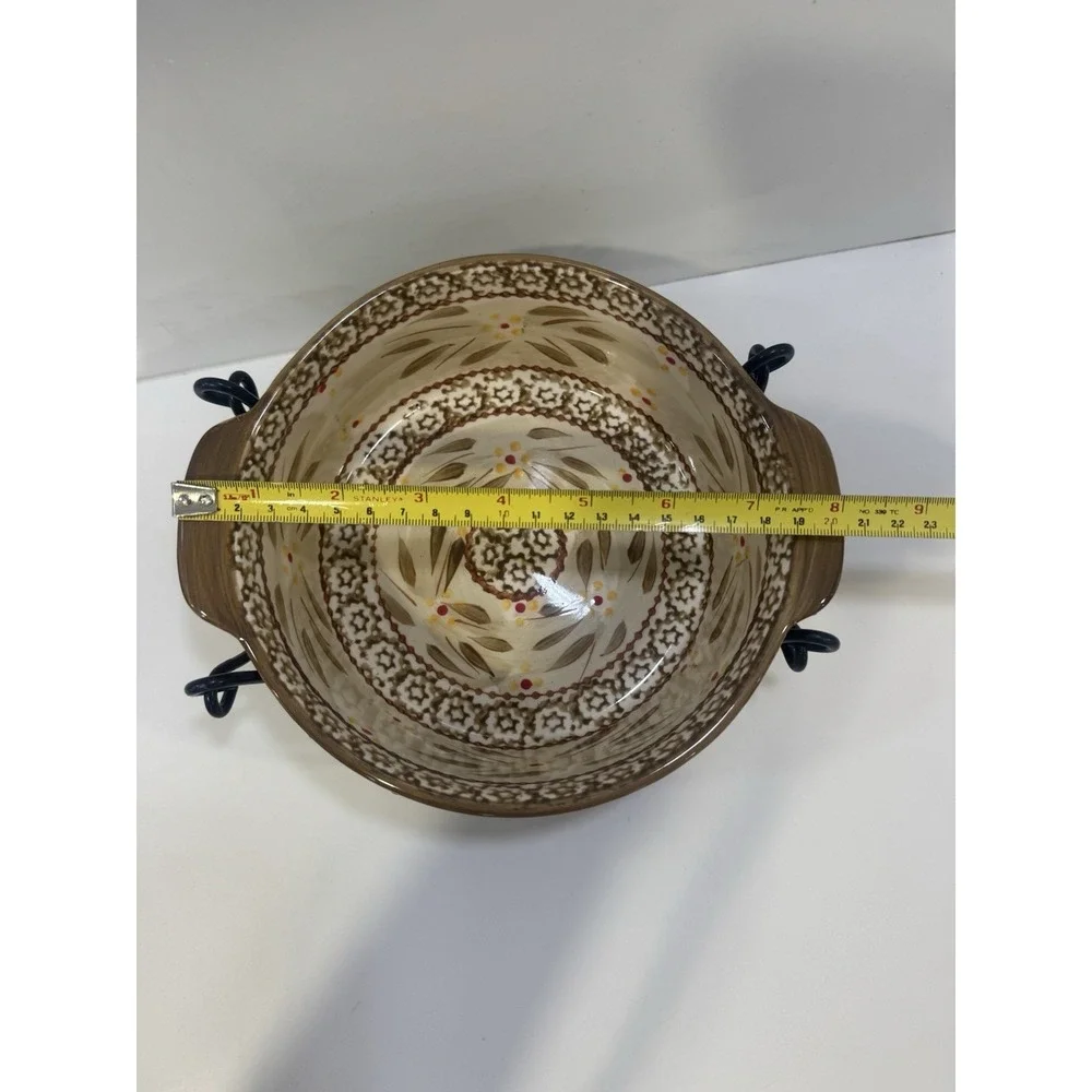 3 Pcs Temptations Old World 1 Qt Serving Bowl, Rack, & Trivet Vintage TT15